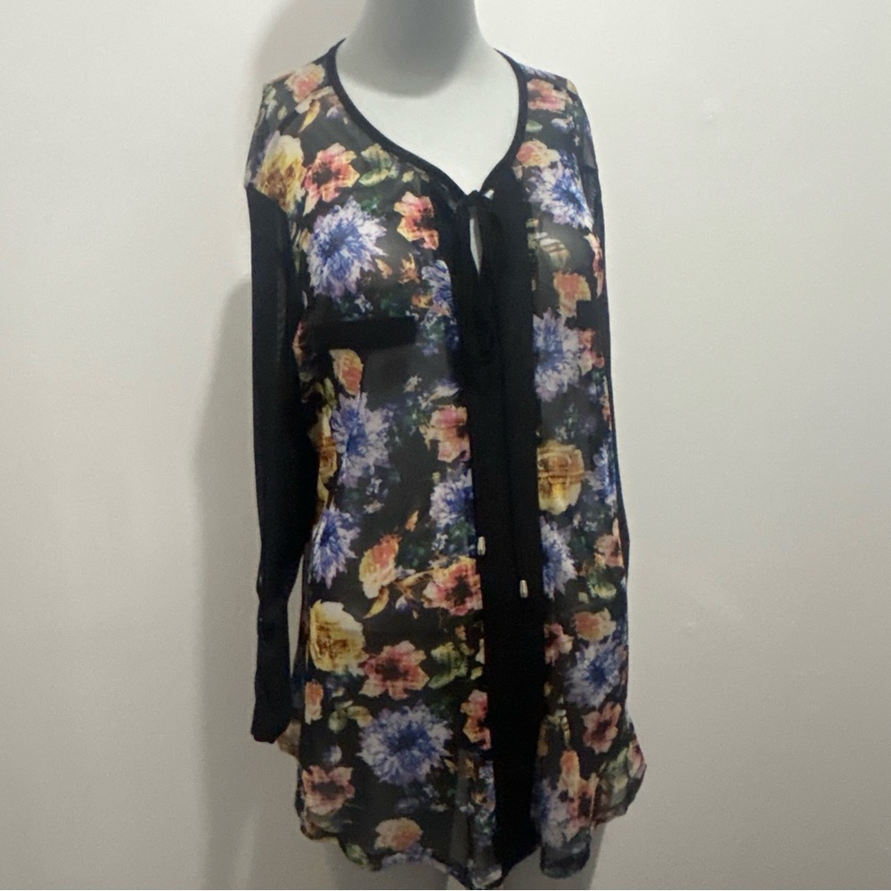 🖤 Knapp Studio Floral Tunic Top | Size M | Boho Artsy Fall Layer